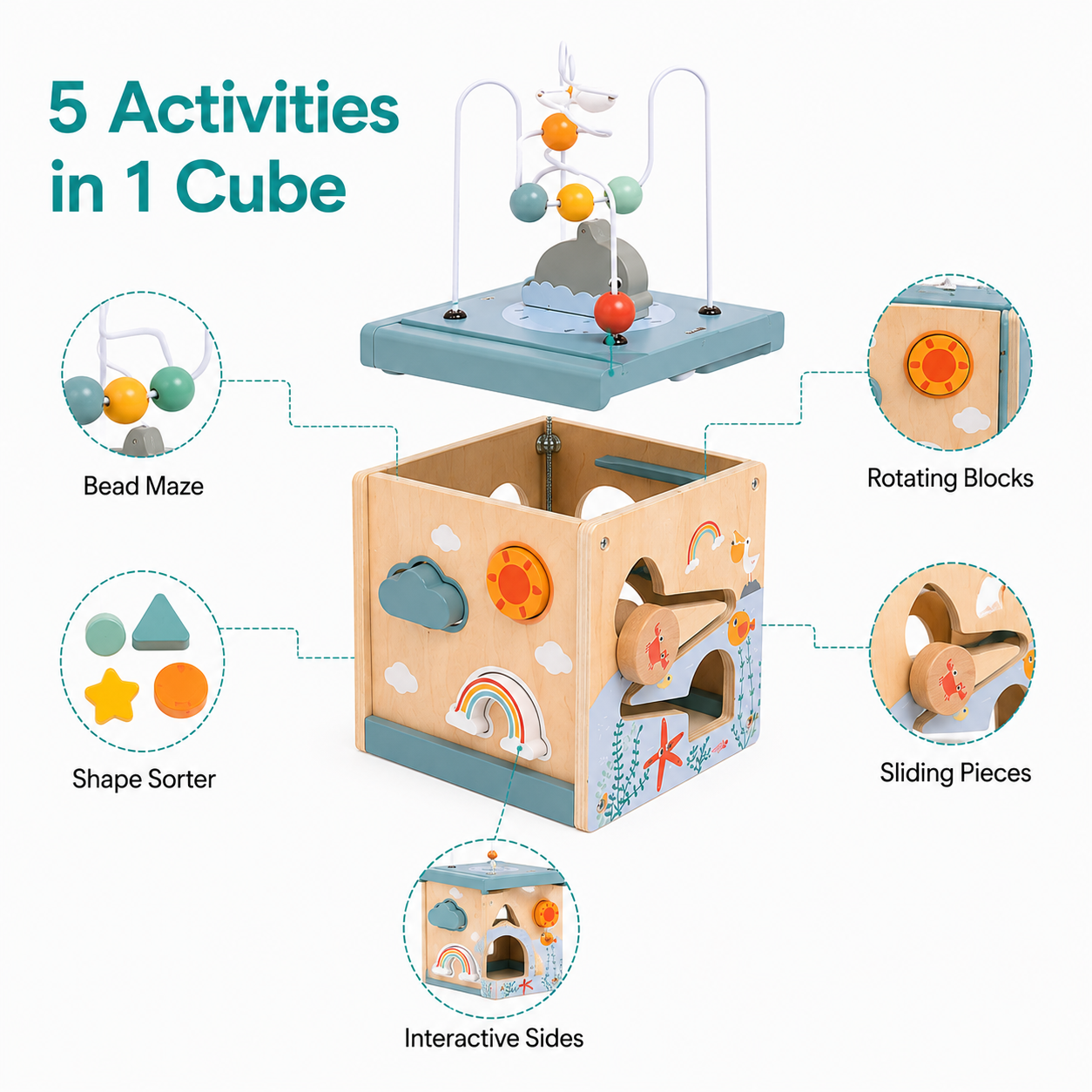 Wooden Activity Cube